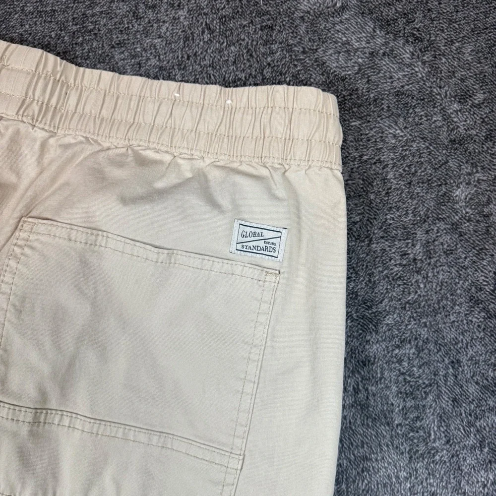 Zara Mens Beige Jogger Pants Elastic Waist Drawstring Global Standards Tan L